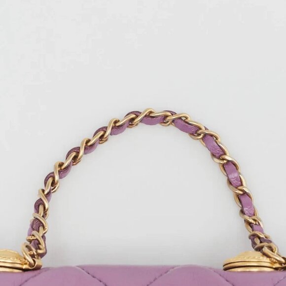 Chanel Purple Quilted Lambskin Shiny Lambskin Quilted Extra Mini Flap - Picture 5 of 11